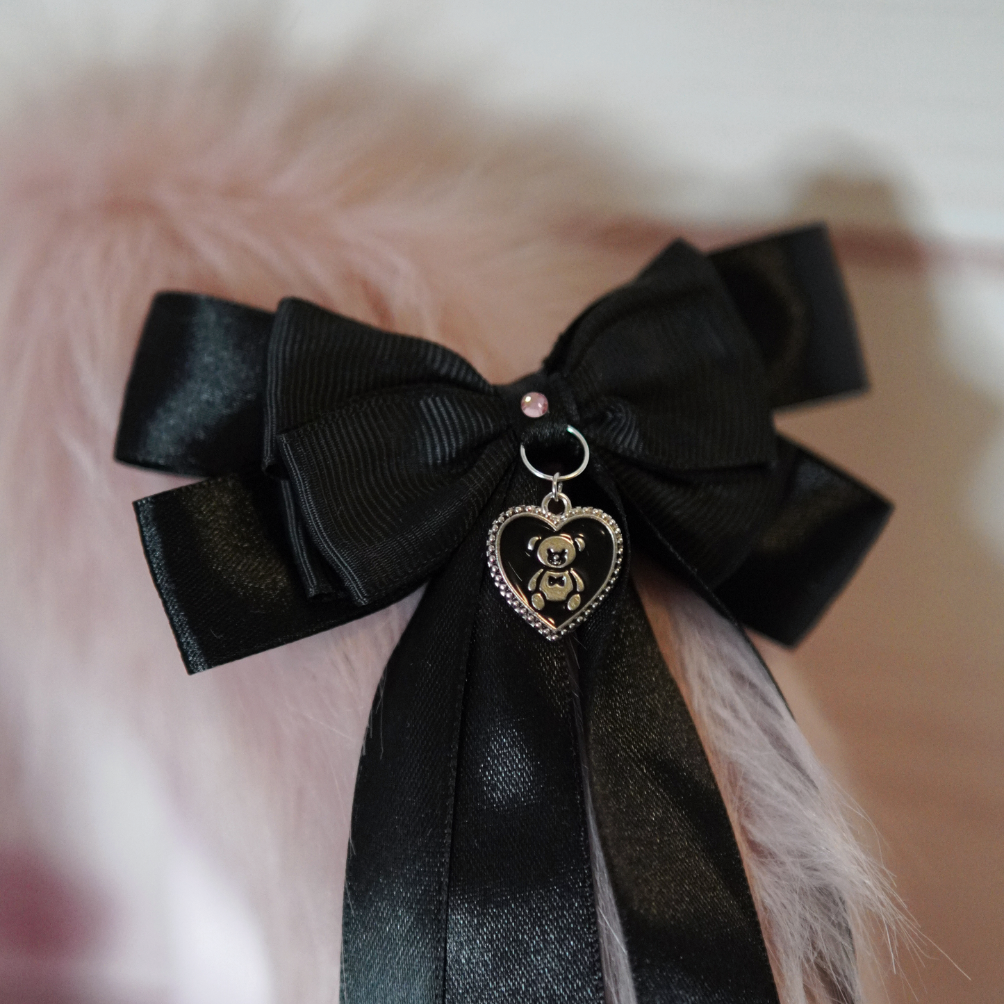 (Ready For Ship) Pink And Black Fantasy Charming Cat Ears + Tail