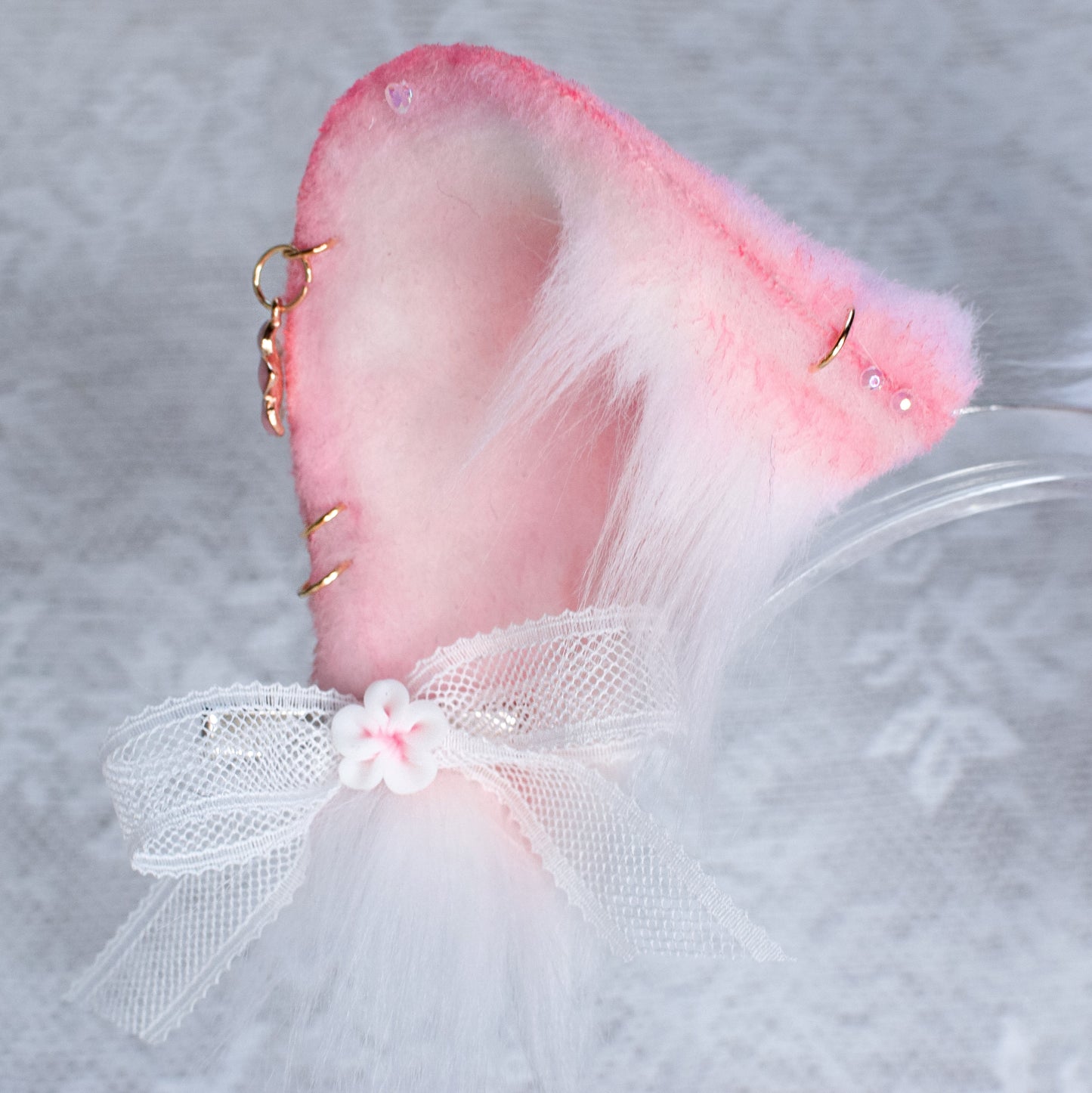 Kitsune Cosplay Ears in pink with charms