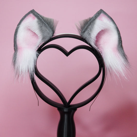 Cat Ears Kitty Ears Faux Fur Ears in Grey