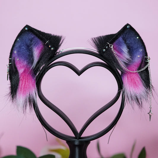 [Ready To Ship] Galaxy Cat Ears with chain charm