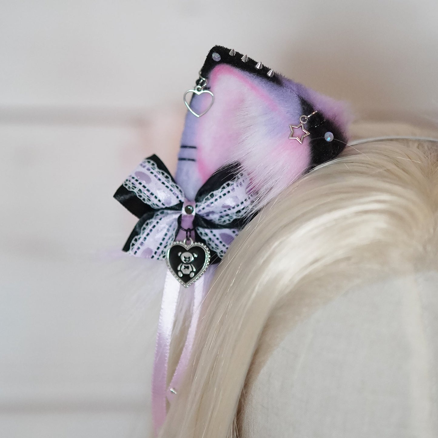 Lolita Pastel Goth Cat Ears with charms