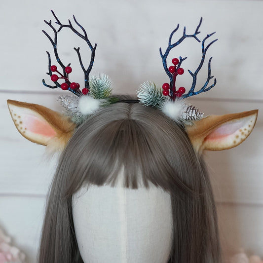 [Ready To Ship] Reindeer christmas ears in beige brown