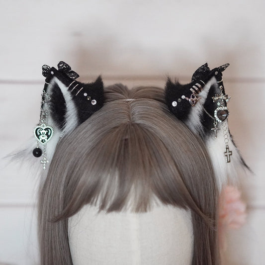Alternative Goth Cat Ears with charms
