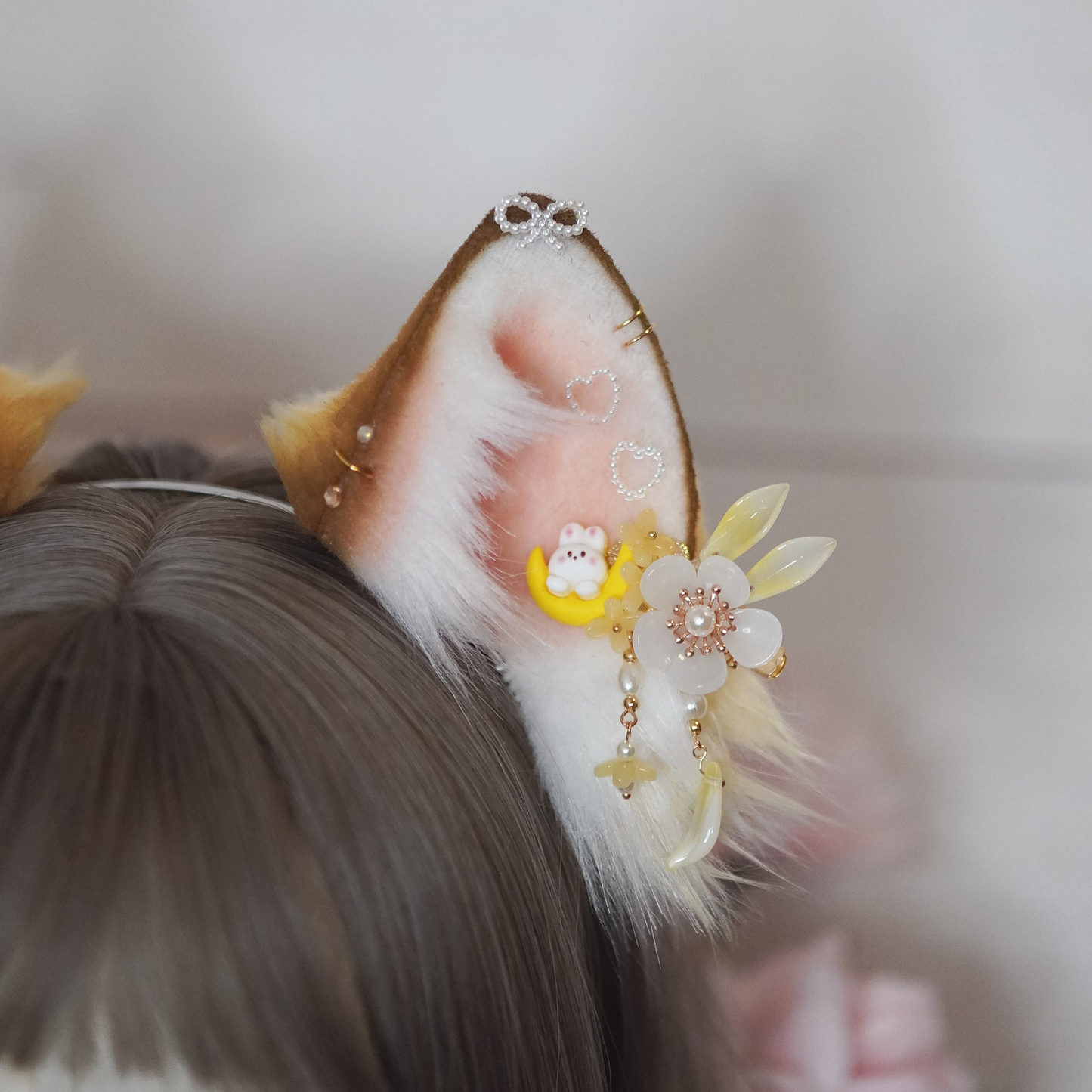 [Ready To Ship] Bunny Moon Cat Ears With Clips