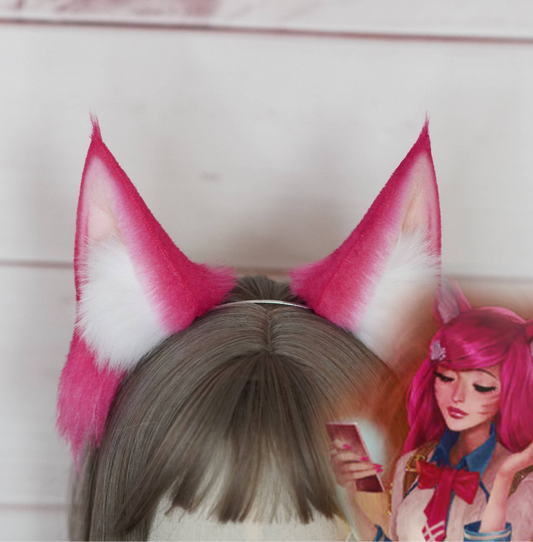 Ahri pink academia League of Legends Cosplay Fox Ears