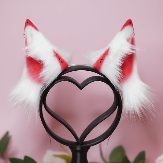 Shrine Kitsune Fox Ears in white and red