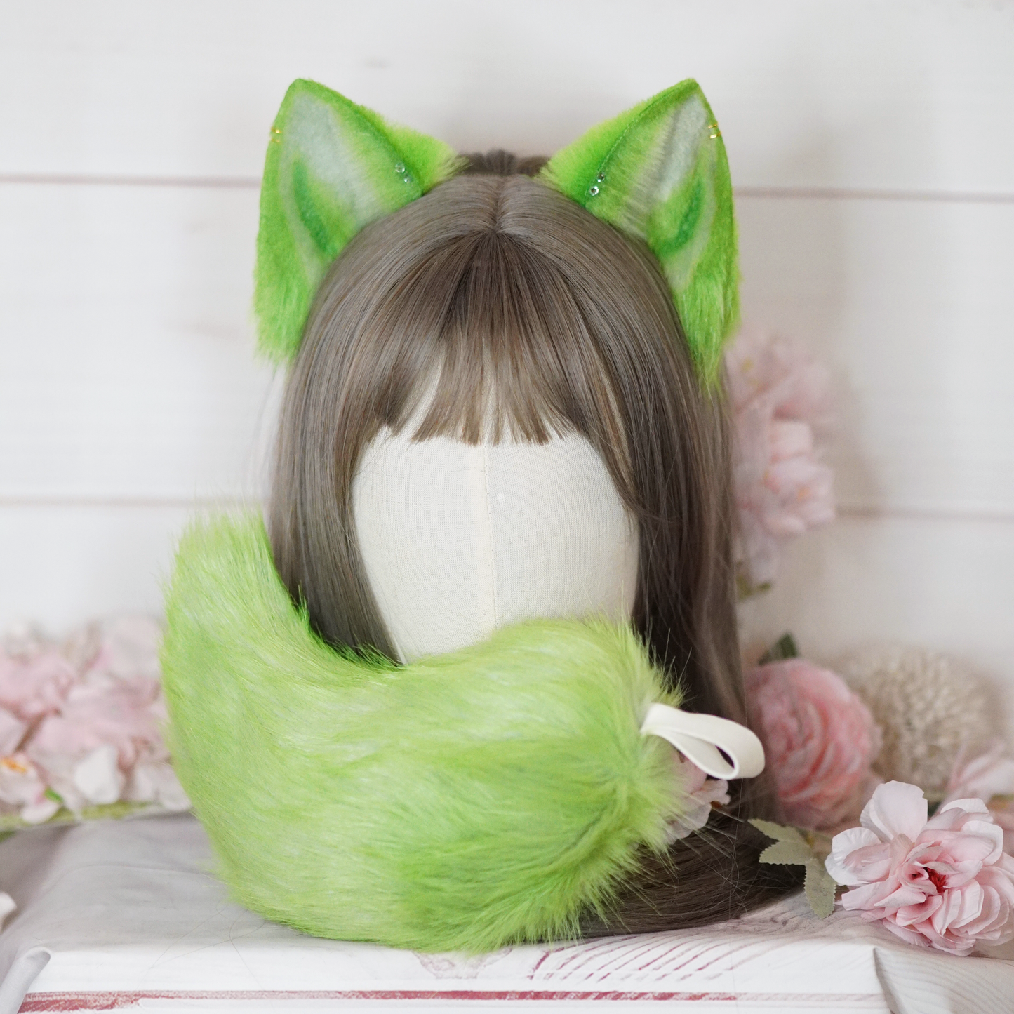 (Ready For Ship) Sprigatito Set Cosplay Ears + Tail