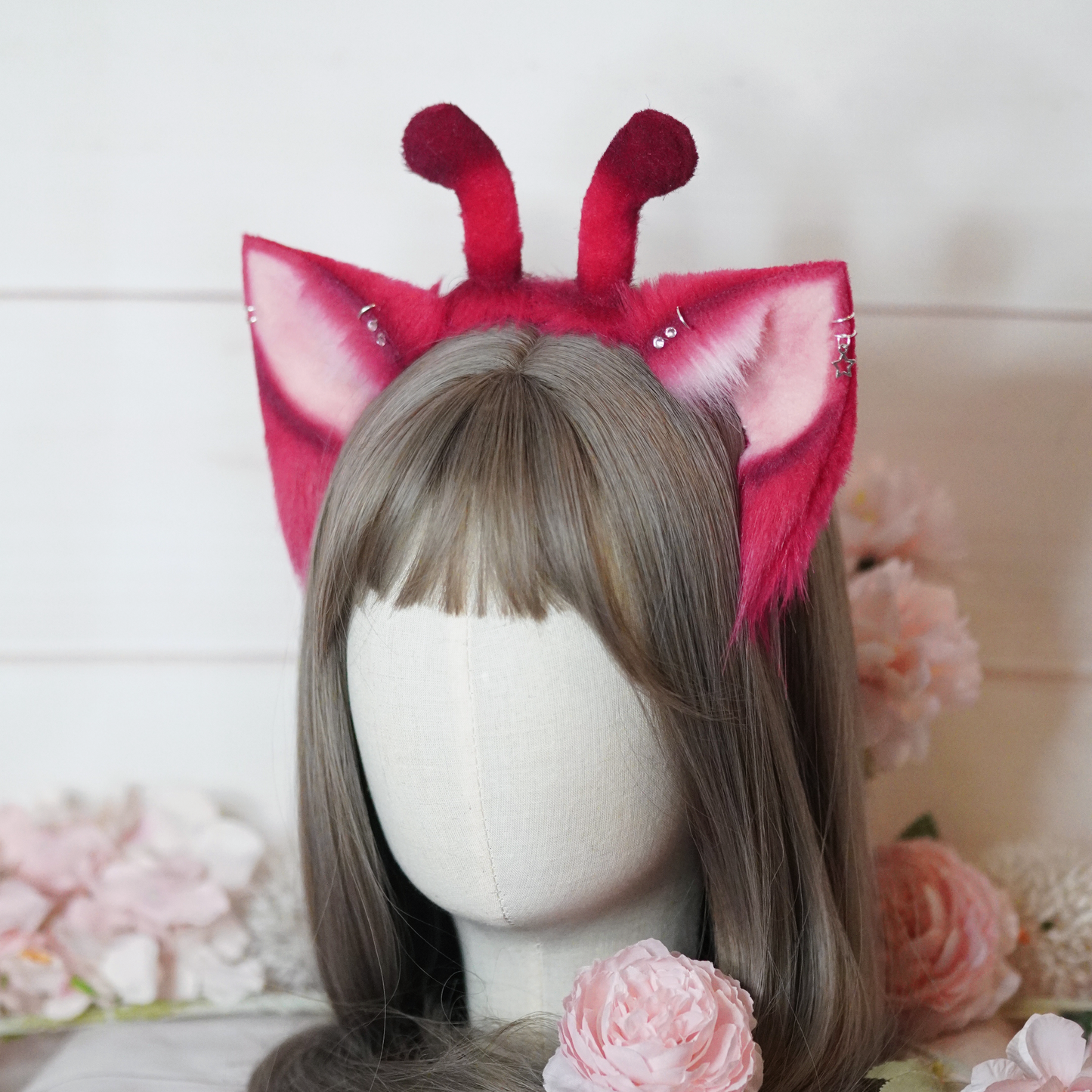 Alien Cat Ears In Pink With Antennas