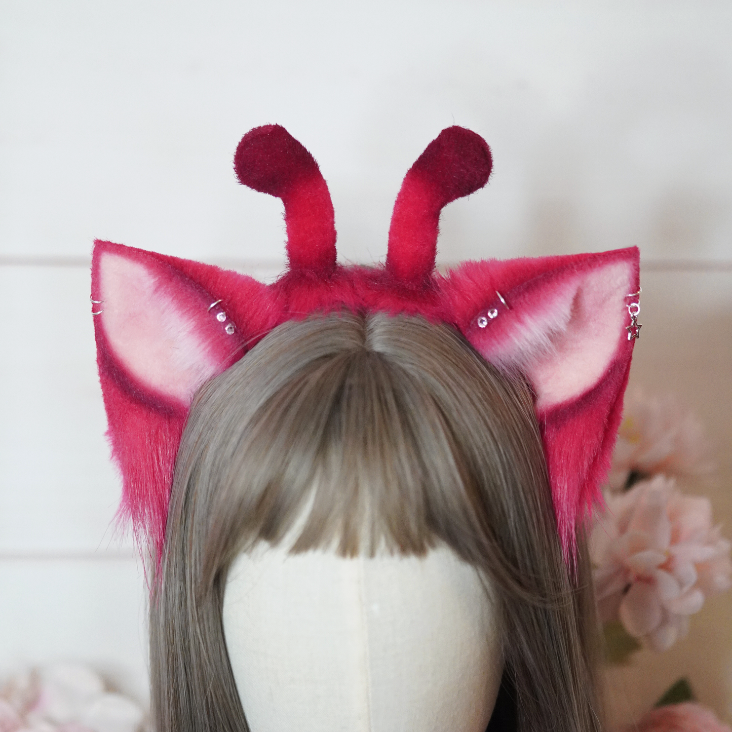 Alien Cat Ears In Pink With Antennas