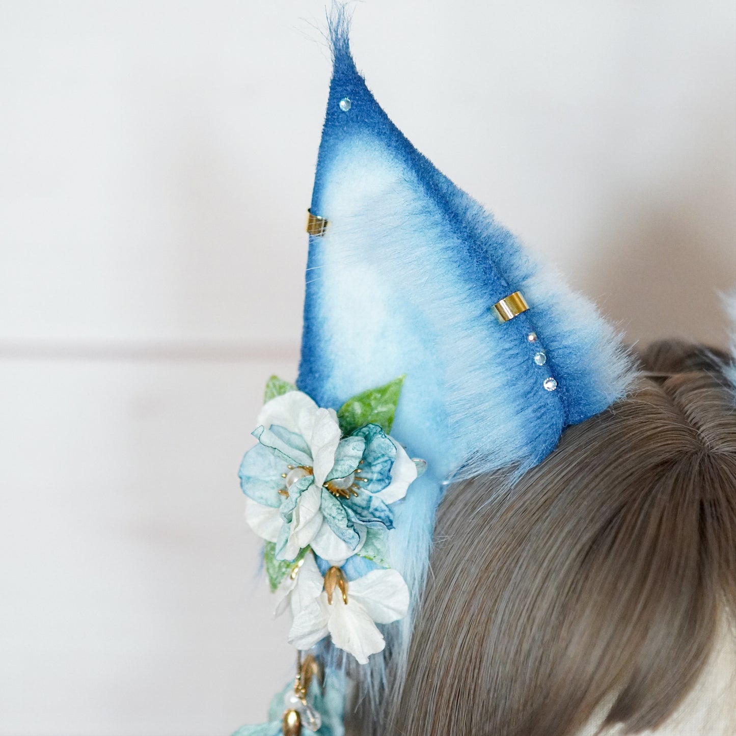 [Ready to ship] Blue Fantasy Fox Cosplay Ears With Charms