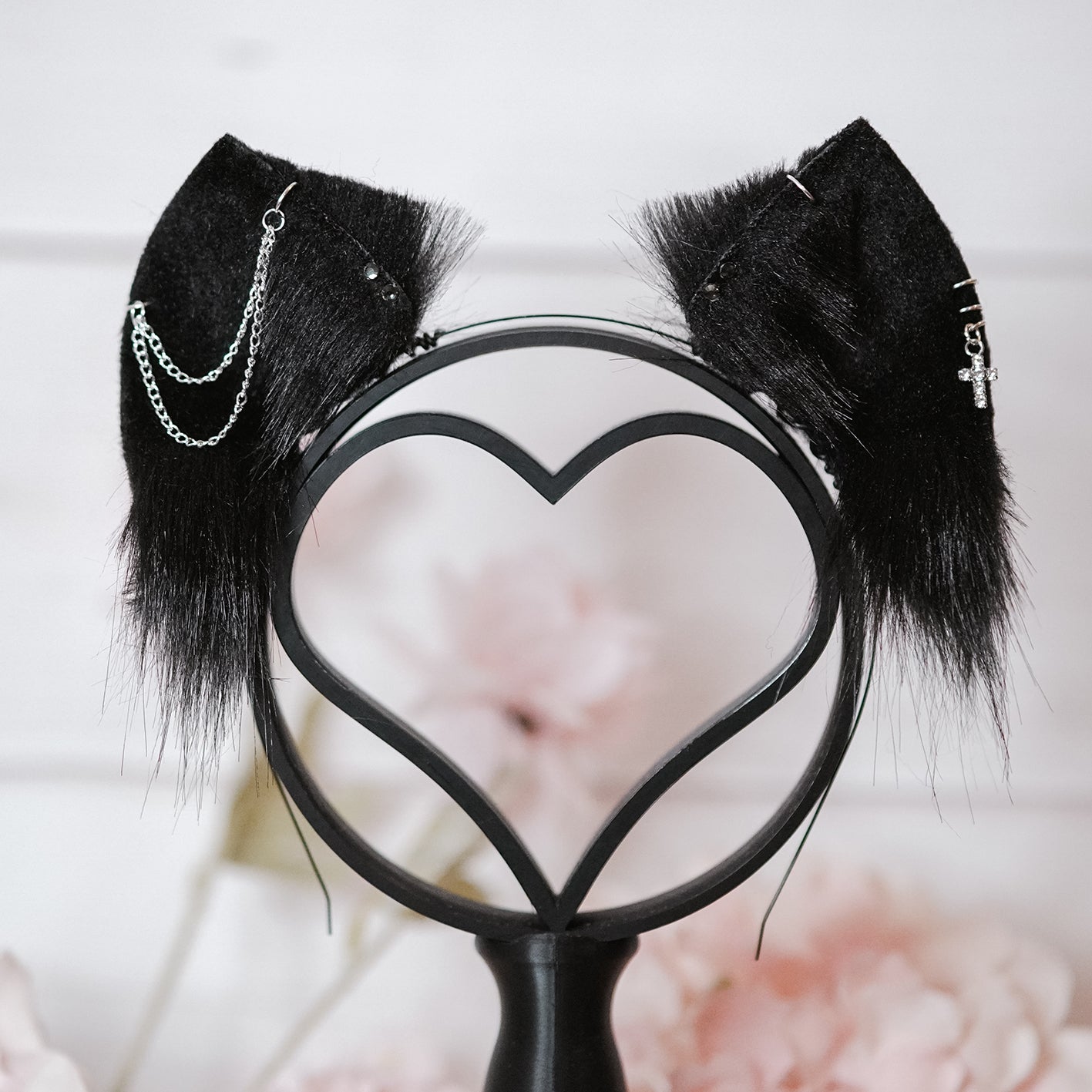 Black Goth Cat Ears With Charms