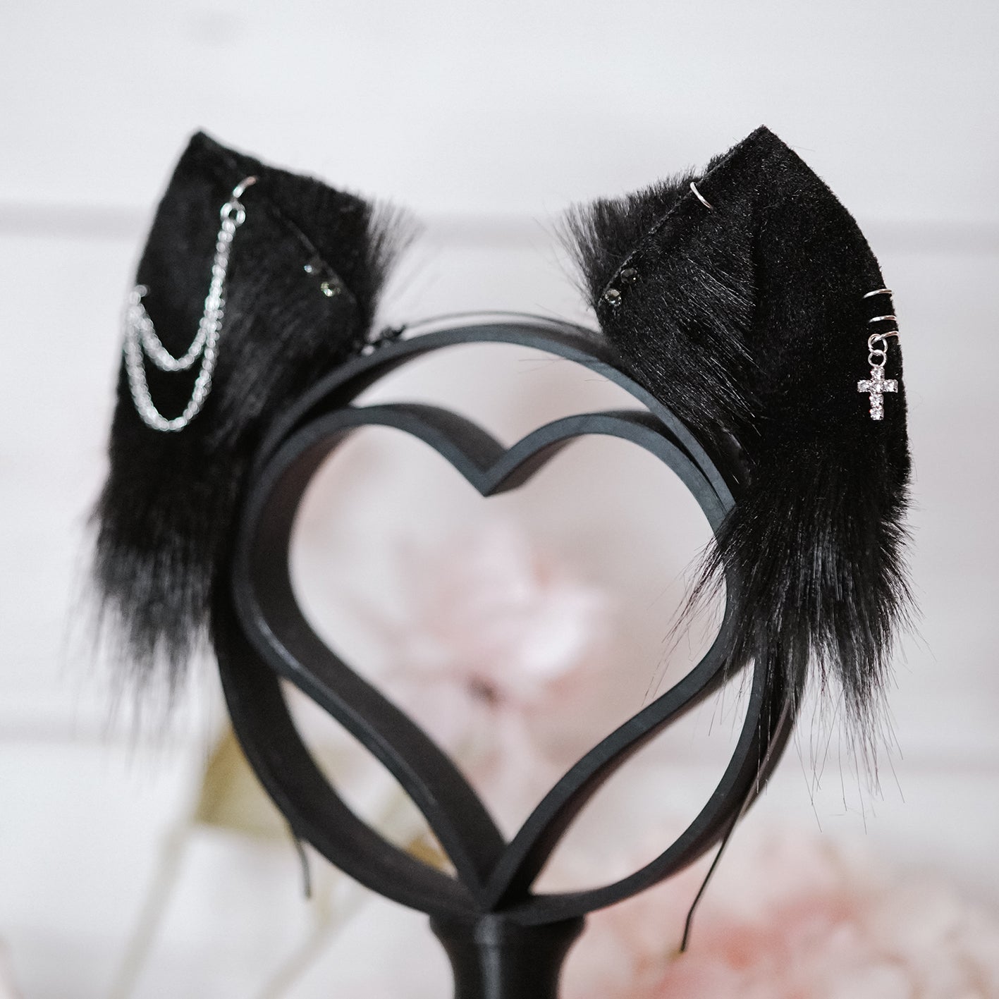 Black Goth Cat Ears With Charms