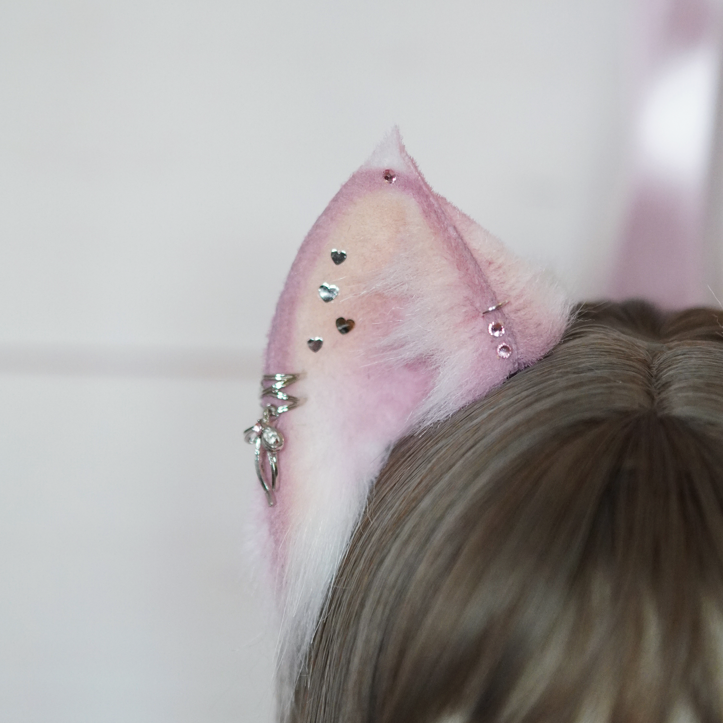 (Ready For Ship) Pink And White Fantasy Charming Cat Ears + Tail