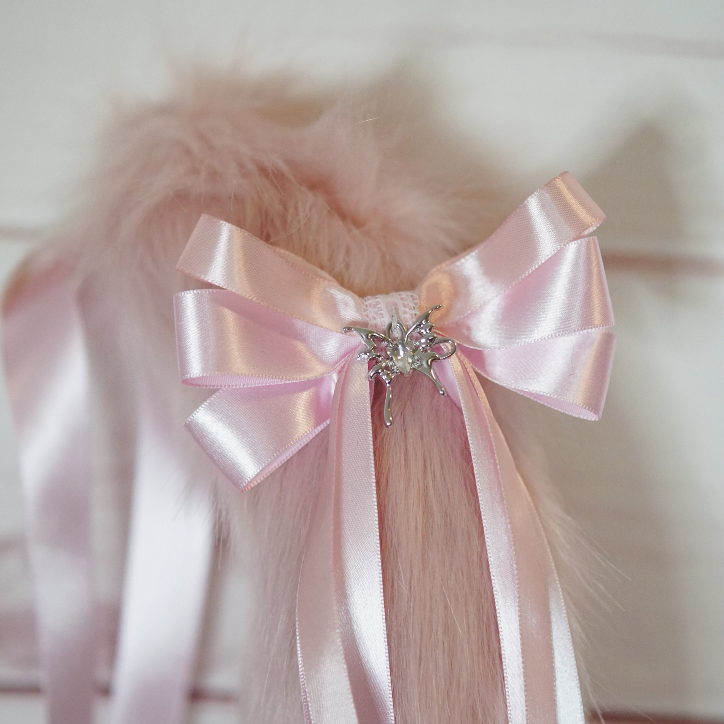 (Ready For Ship) Pink And White Fantasy Charming Cat Ears + Tail