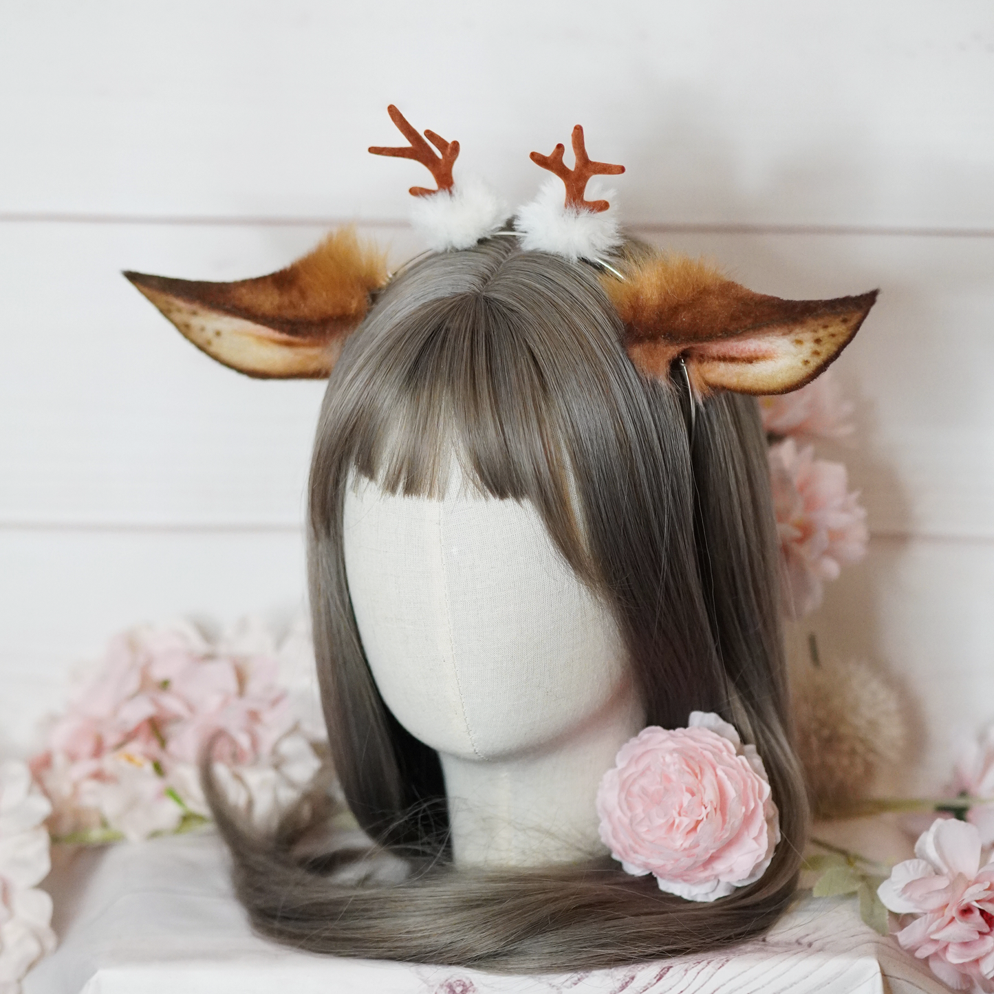 Ready To Ship - Brown Reindeer Cosplay Ears With Antlers