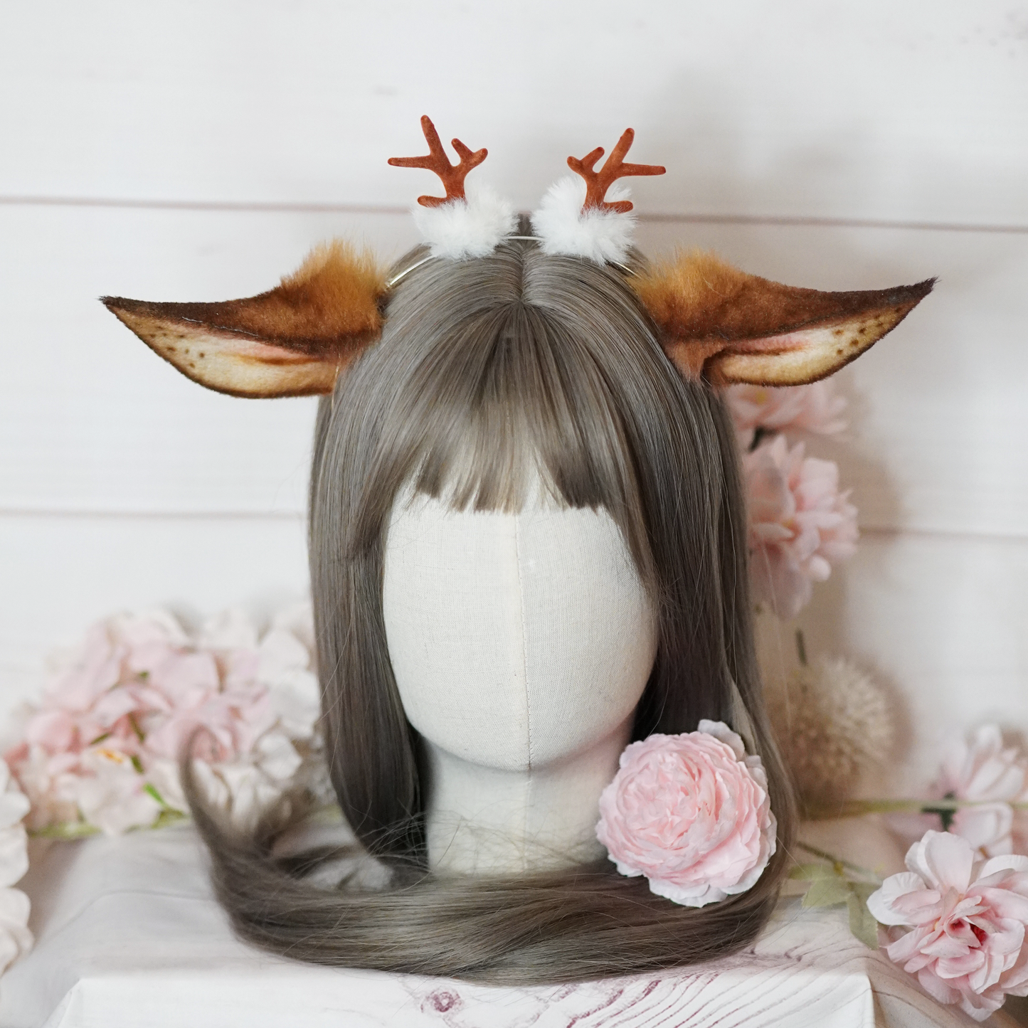 Ready To Ship - Brown Reindeer Cosplay Ears With Antlers